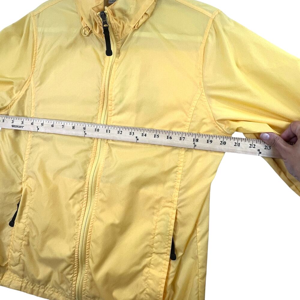 L.L.‎ Bean Yellow Nylon Windbreaker Jacket Women M Reg Lightweight Stowaway Hood - Picture 7 of 8